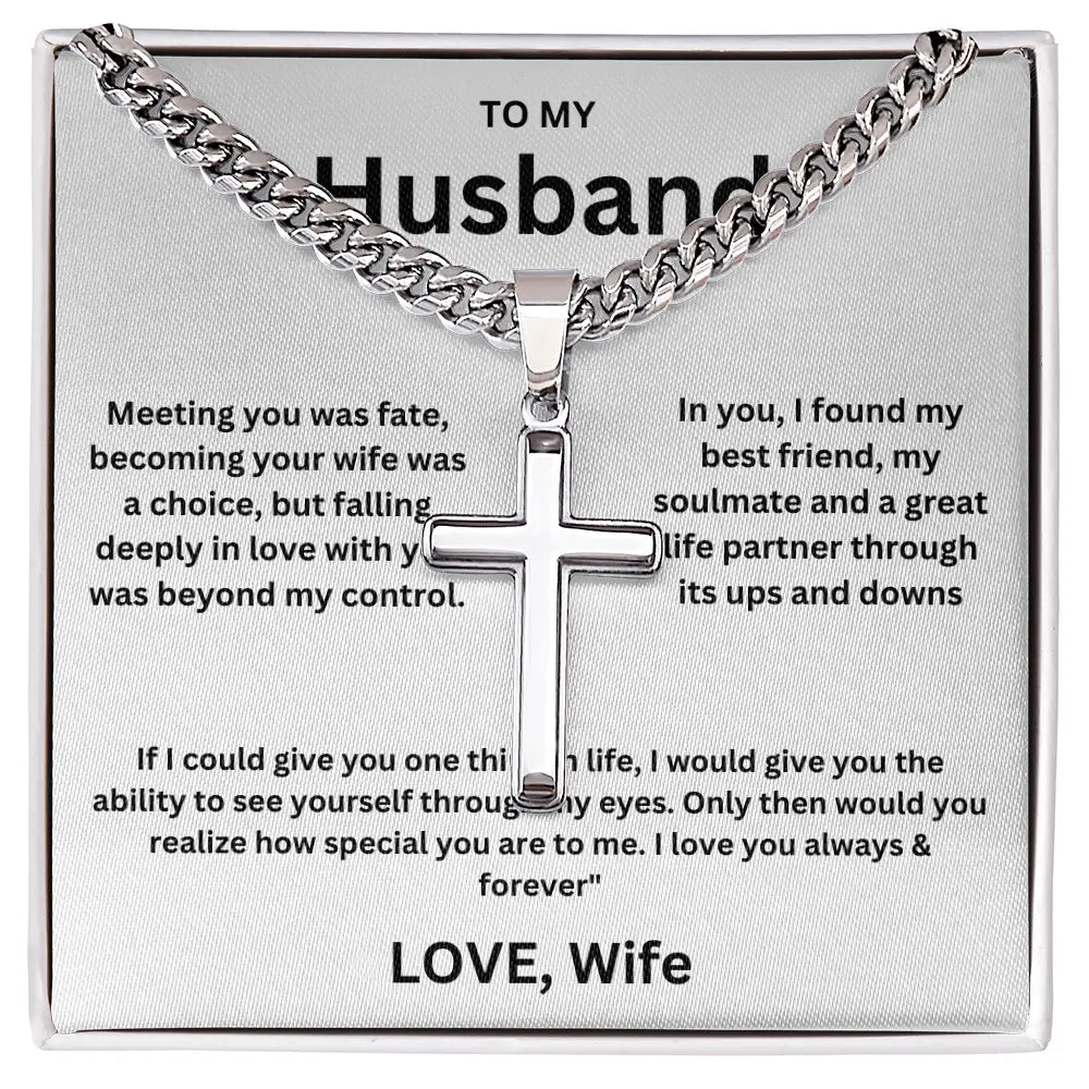 To My Husband -Artisan Cross Cuban Chain - Gift Set