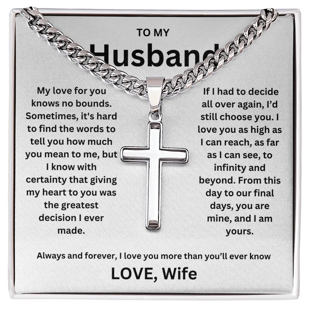 To My Husband -Artisan Cross Cuban Chain - Gift Set