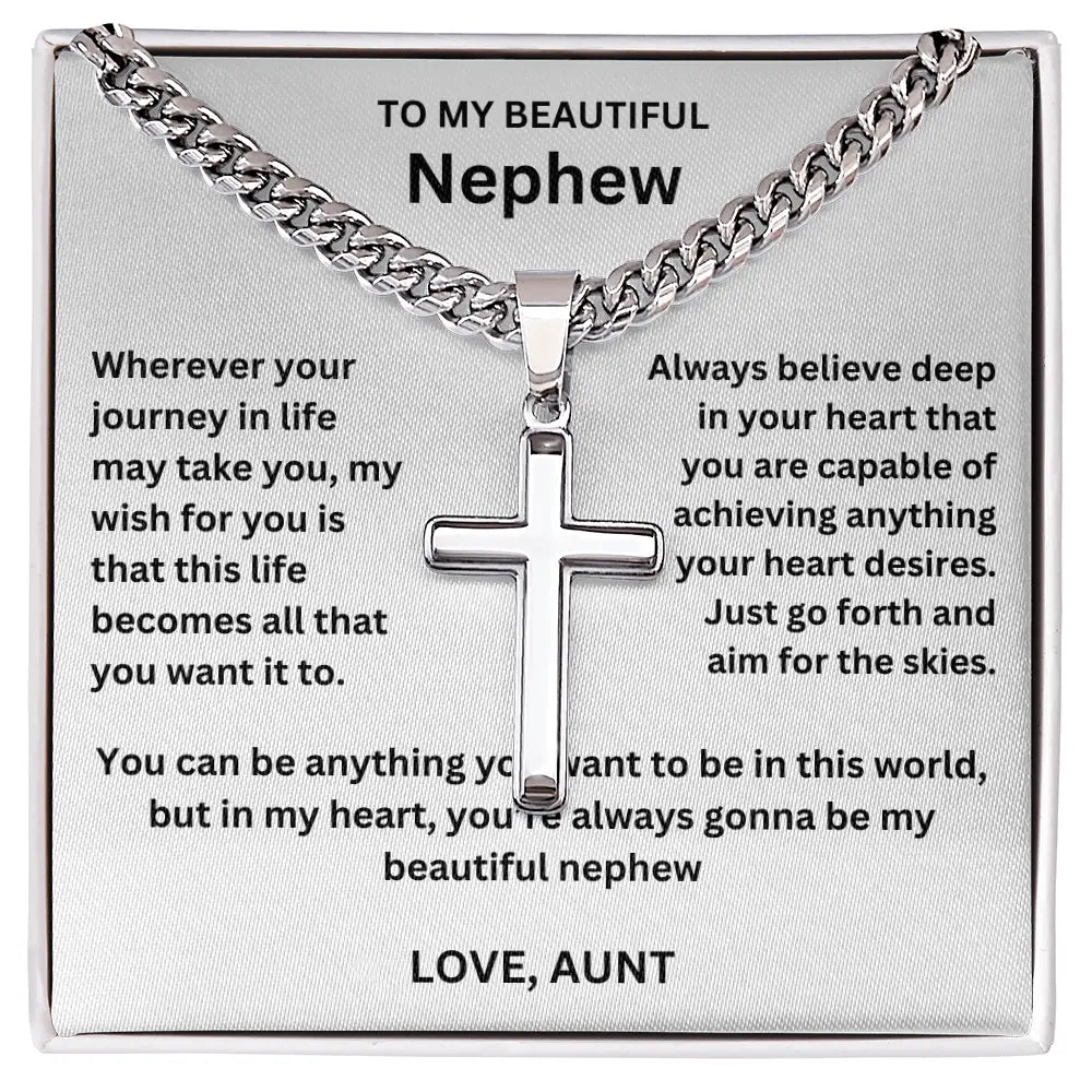 To My Nephew - Cuban Link - Artisan Cross - Gift Set