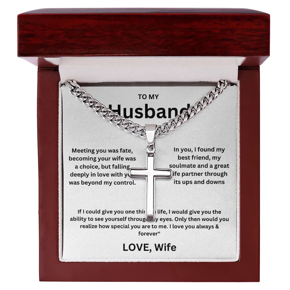 To My Husband -Artisan Cross Cuban Chain - Gift Set