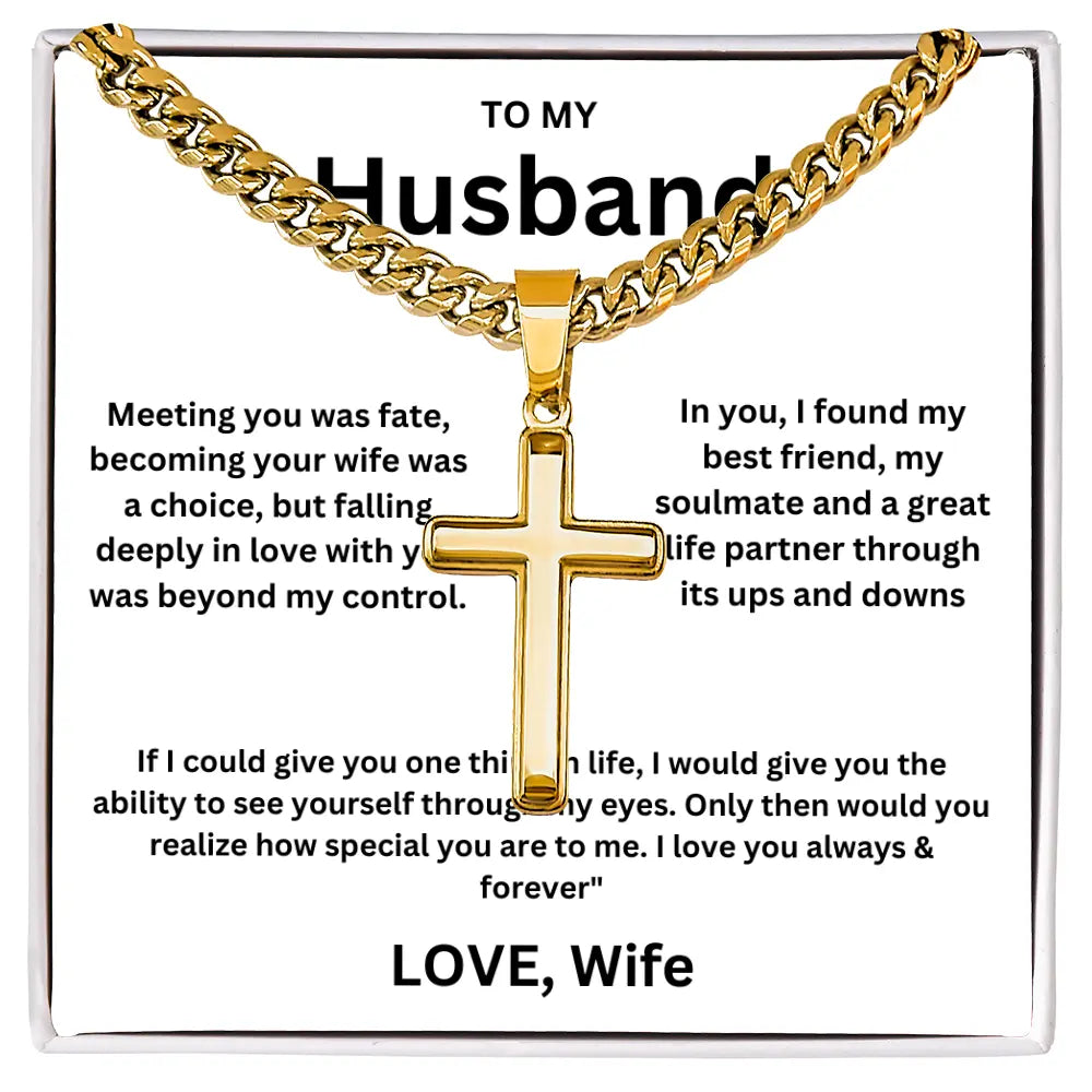 To My Husband -Artisan Cross Cuban Chain - Gift Set