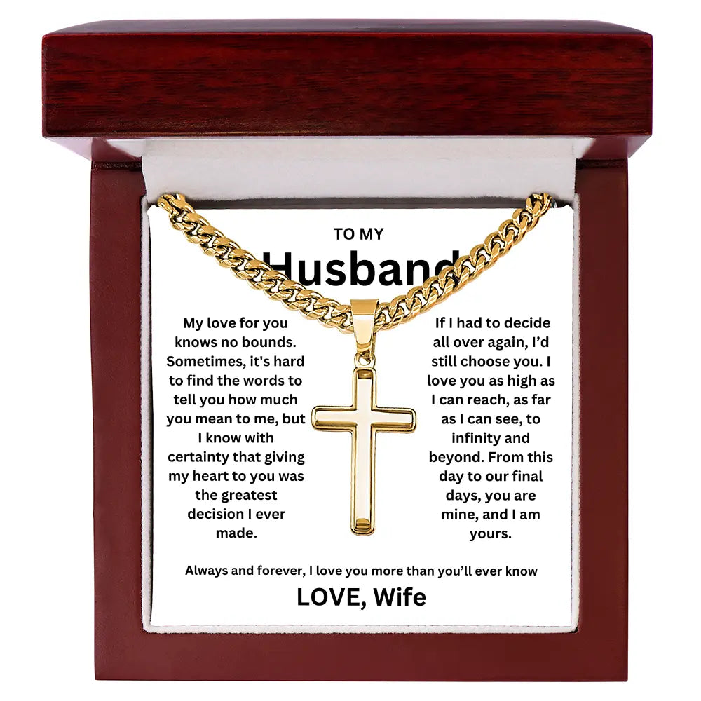 To My Husband -Artisan Cross Cuban Chain - Gift Set
