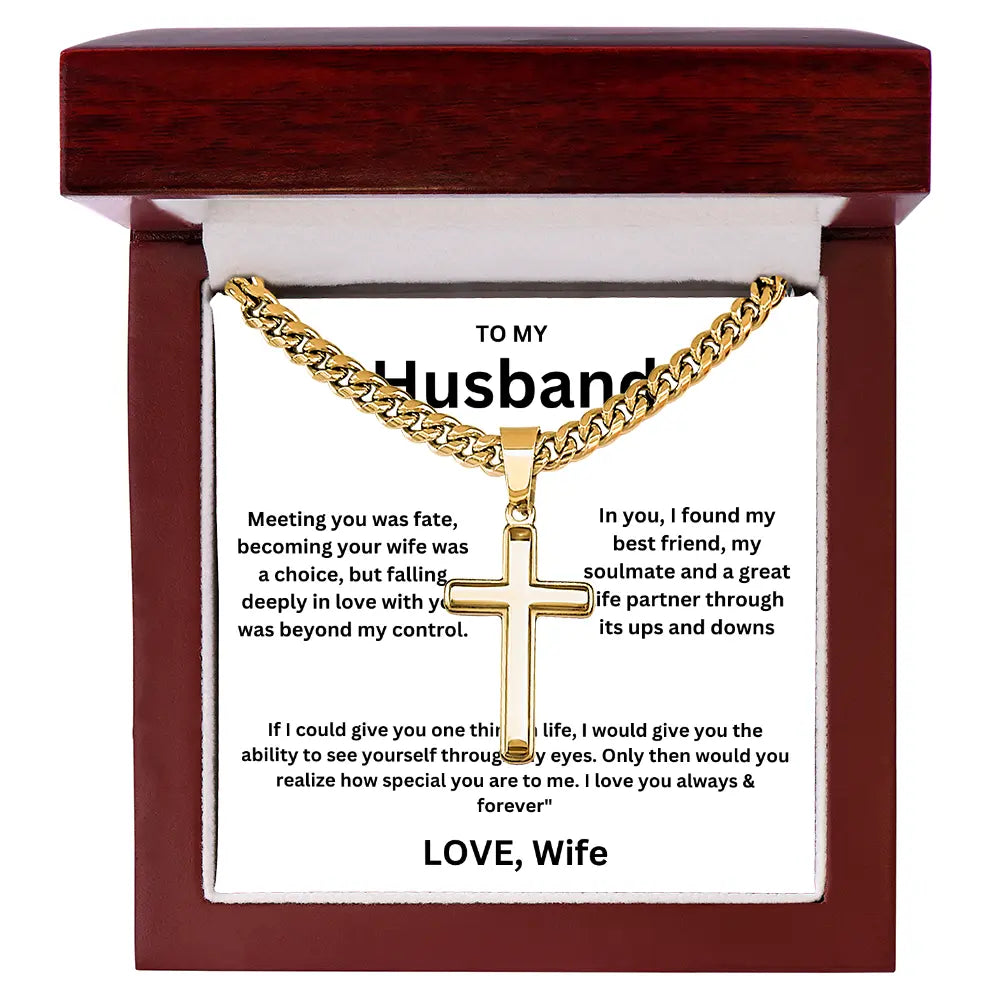 To My Husband -Artisan Cross Cuban Chain - Gift Set