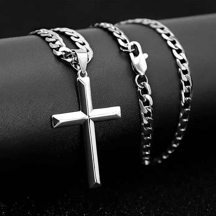 To My Son – Love, Mom Cross on Cuban Link Chain