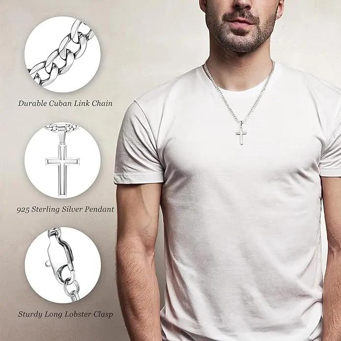 To My Son – Love, Mom Cross on Cuban Link Chain