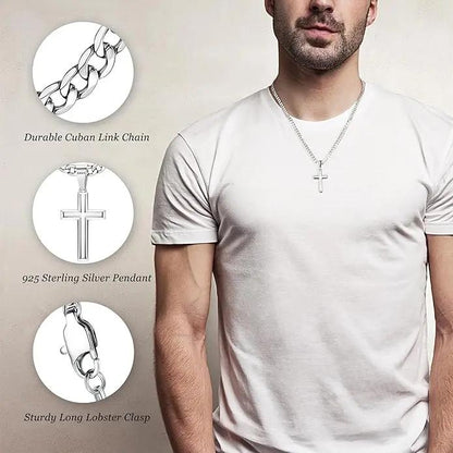 To My Son – Love, Mom Cross on Cuban Link Chain