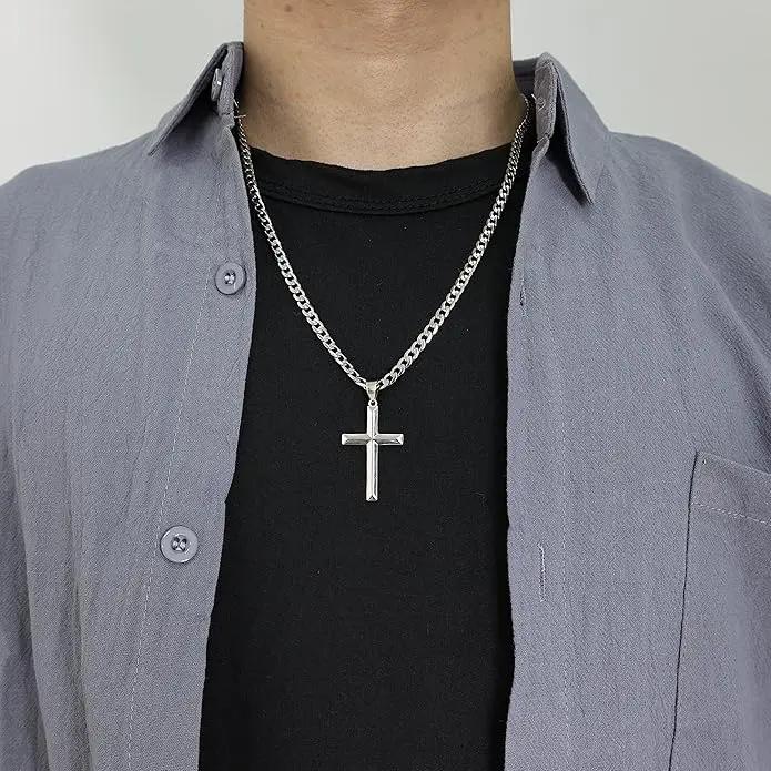 To My Son – Love, Mom Cross on Cuban Link Chain