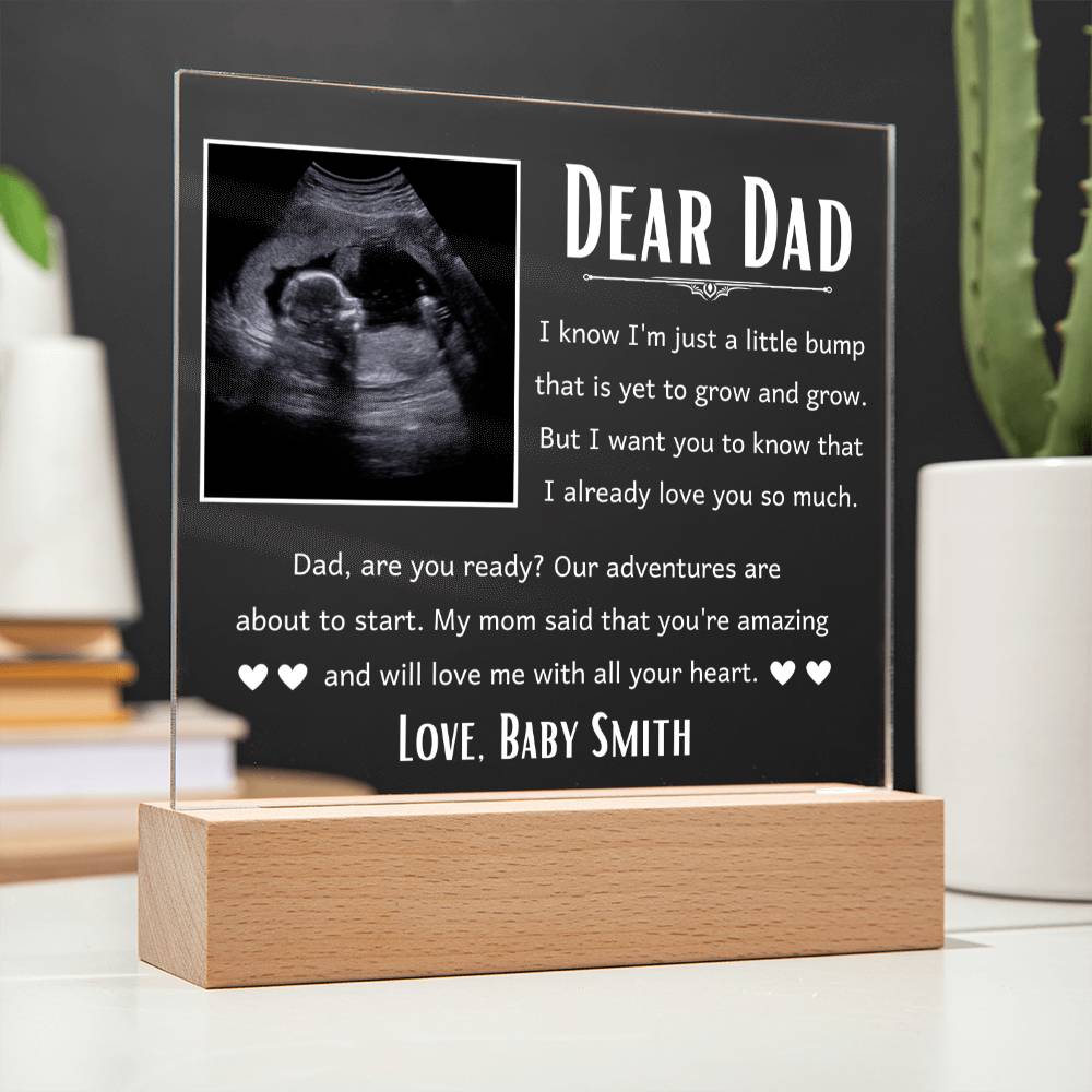 Dear Dad - Love Baby Bump Acrylic Plaque