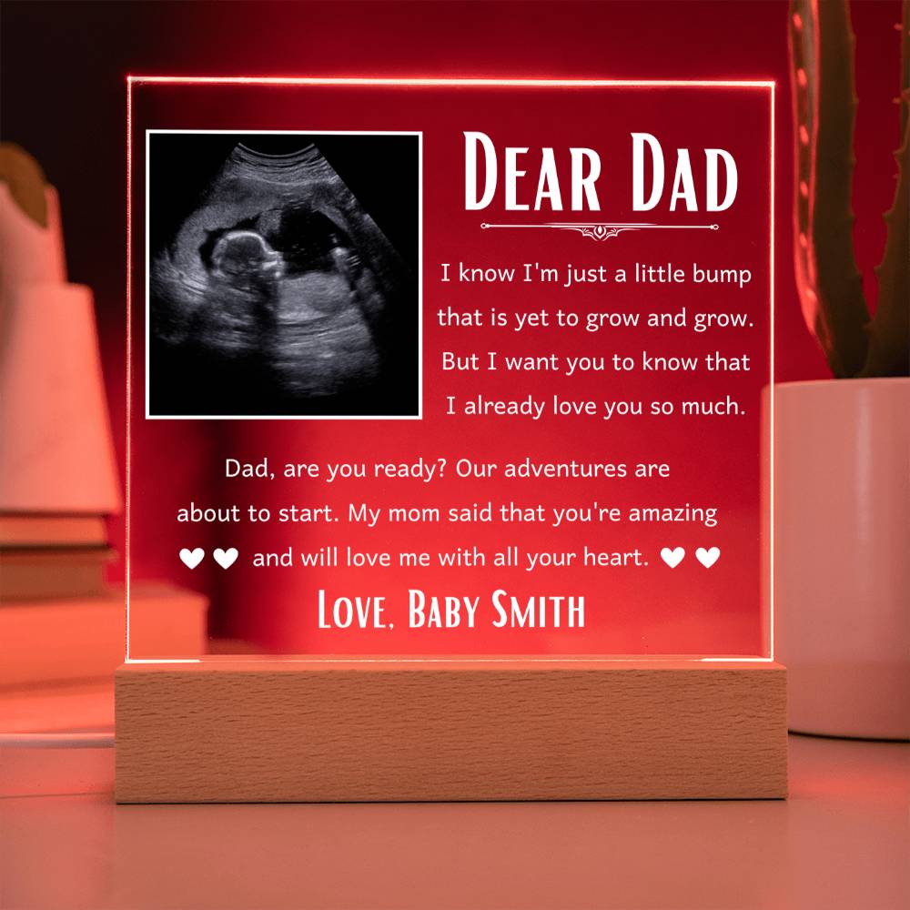 Dear Dad - Love Baby Bump Acrylic Plaque