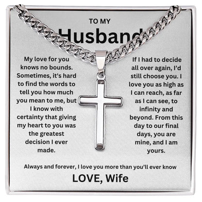 To My Husband -Artisan Cross Cuban Chain - Gift Set