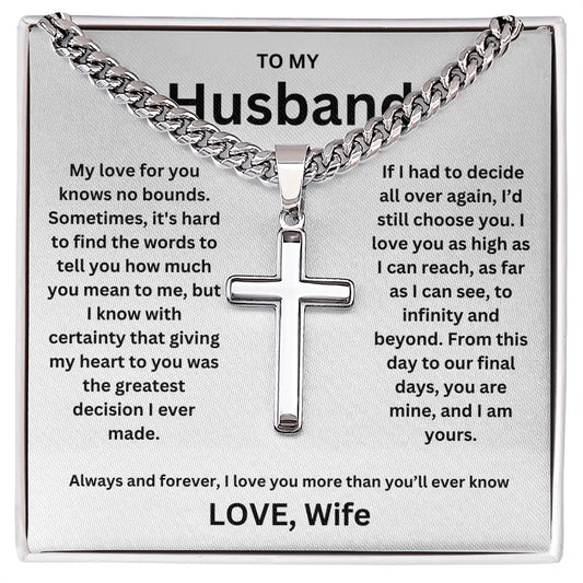 To My Husband -Artisan Cross Cuban Chain - Gift Set