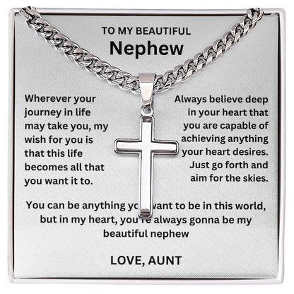 To My Nephew - Cuban Link - Artisan Cross - Gift Set