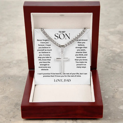 To My Son - Cross on Cuban Link Chain - Love Dad