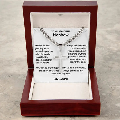To My Nephew - Cuban Link - Artisan Cross - Gift Set