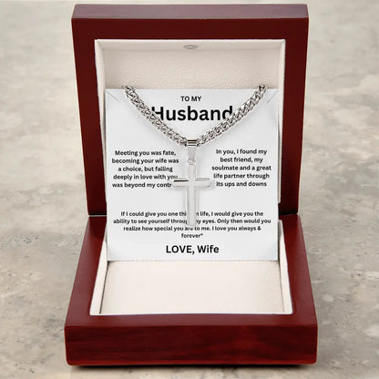 To My Husband -Artisan Cross Cuban Chain - Gift Set