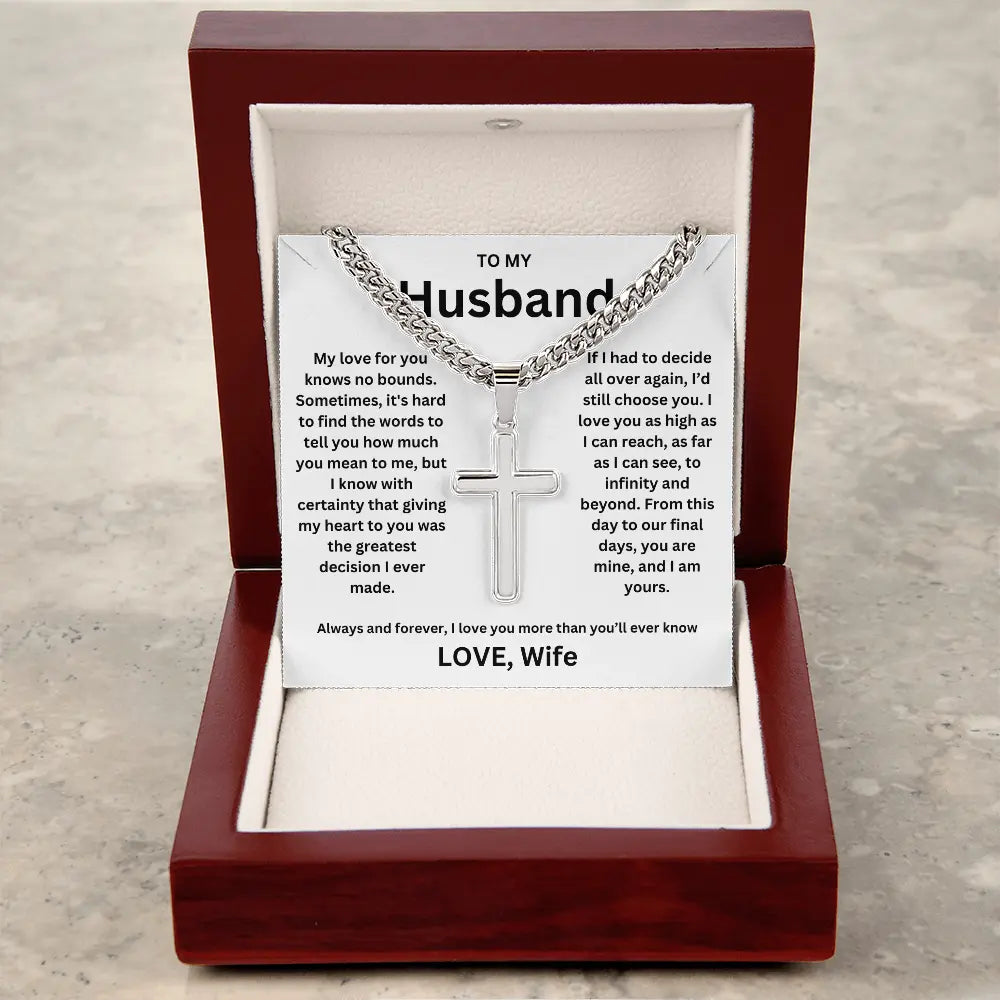 To My Husband -Artisan Cross Cuban Chain - Gift Set