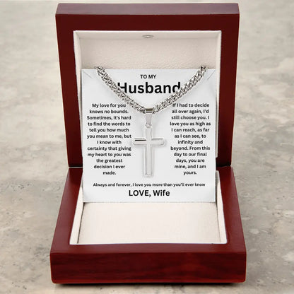 To My Husband -Artisan Cross Cuban Chain - Gift Set