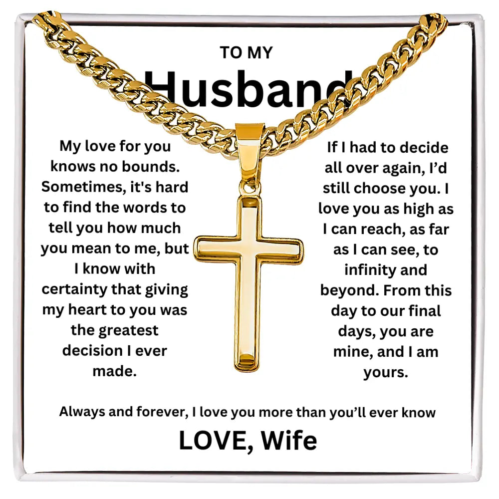 To My Husband -Artisan Cross Cuban Chain - Gift Set