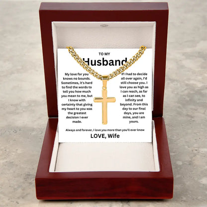 To My Husband -Artisan Cross Cuban Chain - Gift Set